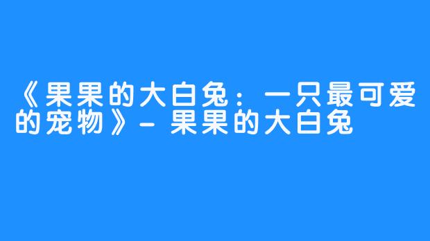 《果果的大白兔：一只最可爱的宠物》-果果的大白兔