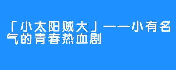 「小太阳贼大」——小有名气的青春热血剧