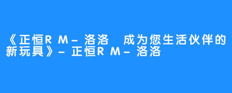 《正恒RM-洛洛 成为您生活伙伴的新玩具》-正恒RM-洛洛