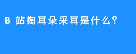 B站掏耳朵采耳是什么？