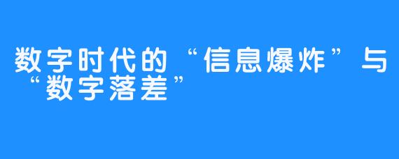 数字时代的“信息爆炸”与“数字落差”