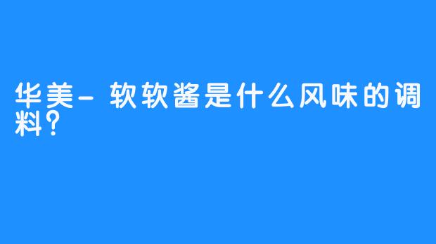 华美-软软酱是什么风味的调料？