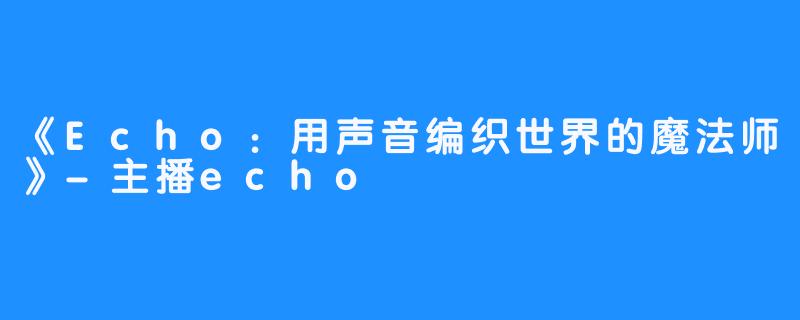 《Echo：用声音编织世界的魔法师》-主播echo