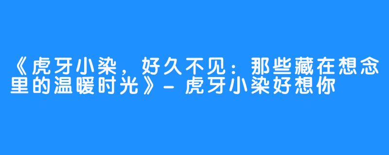 《虎牙小染，好久不见：那些藏在想念里的温暖时光》-虎牙小染好想你