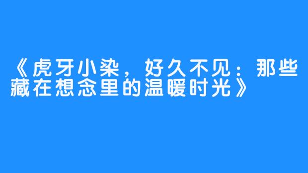 《虎牙小染，好久不见：那些藏在想念里的温暖时光》